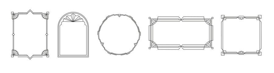 Art deco frame vector design. Square and rectangular modern line minimalistic border