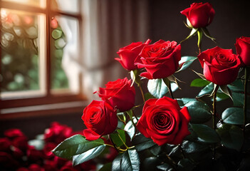 punch of red roses in simple minimal romantic style