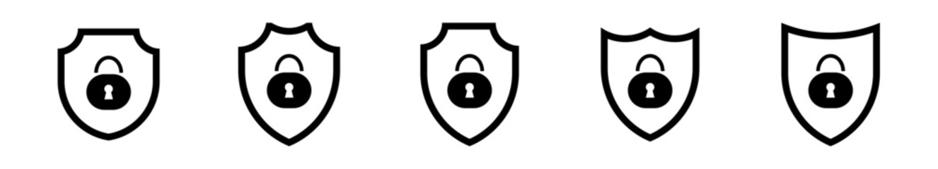 Padlock shield encryption icon. Lock closed vector symbol.