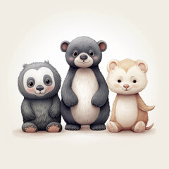 Obraz premium adorable and highly detailed illustrations of cute animals created with Generative Ai