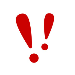 Exclamation mark. Red vector warn sign. Caution or attention icon. Exclamation danger sign.