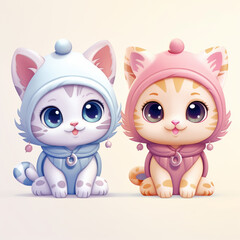 Obraz premium irresistibly cute characters with big eyes, pastel colors, and endearing expressions created with Generative Ai