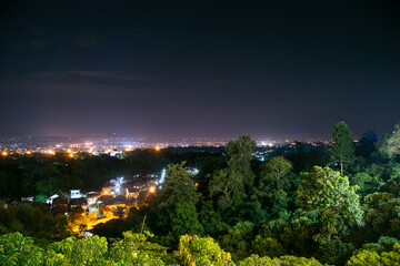 Night view of Chiangmai city from the mountain, Thailand.