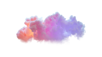 3d render, neon magical cloud illuminated with colorful neon light. Fantasy sky design element.