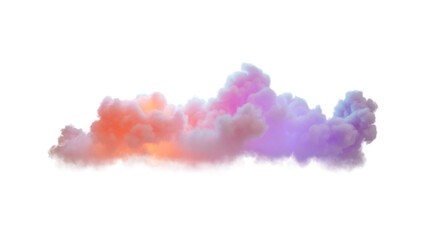 3d render, neon magical cloud illuminated with colorful neon light. Fantasy sky design element.
