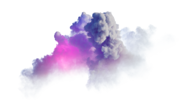 3d render, neon magical cloud illuminated with colorful neon light. Fantasy sky design element.