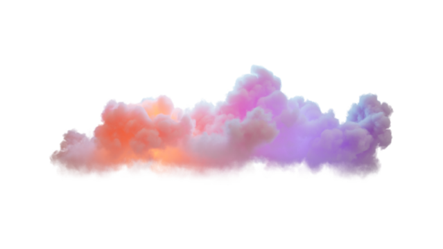 3d render, neon magical cloud illuminated with colorful neon light. Fantasy sky design element.