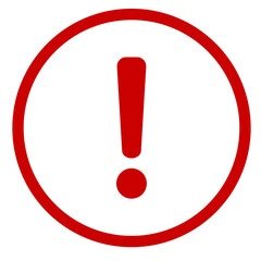 Exclamation mark. Red vector warn sign. Caution or attention icon. Exclamation danger sign.