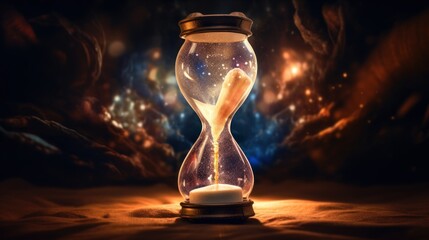 Time Travel A small hourglass inside a light bulb