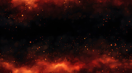 Fototapeta na wymiar Seamless pattern of fiery sparks and embers over dark field