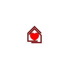 Obraz premium Home love logo. House with heart logo icon design. Sweet home icon isolated on white background