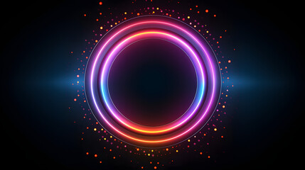 Naklejka premium Glowing neon circles on dark background for techno effects