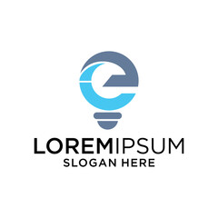 letter i e with lamp logo design