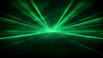 Green laser beams on blank background for futuristic designs