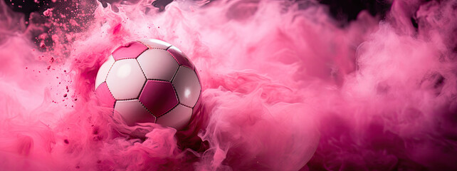 Pink Soccer Ball Surrounded by Vibrant Pink Smoke, orignal sport wallpaper 