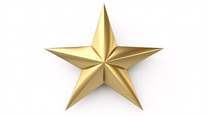 Obraz premium A glittering, Close-Up Gold Star isolated on a white, pristine canvas.