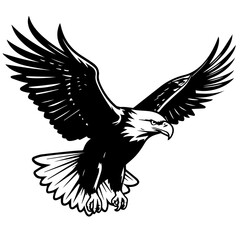 Majestic Flying Bald Eagle Vector Illustration