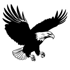Majestic Flying Bald Eagle Vector Illustration