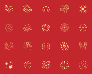 set of firework icon, sparkle, new year, chinese new year