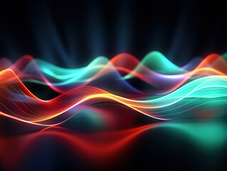 Abstract digital lines glowing wavy background design. Generative Ai