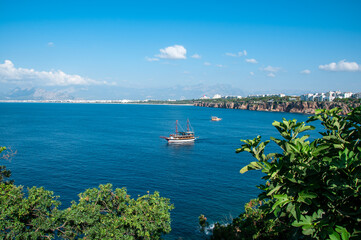 Antalya Kalei&ccedil;i tour boat, cliffs and Konyaaltı.