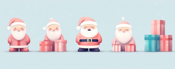 Fototapeta premium Santa claus is climbing to house chimney, christmas greeting card illustration panorama. Generative Ai.