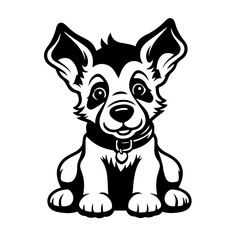 Cute German Shepherd Dog Vector Illustration