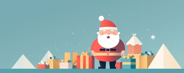 Christmas winter illustration with santa claus. Generative AI.