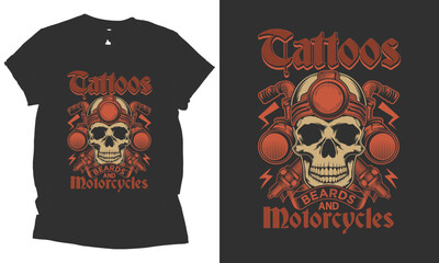 Tattoos Beards And Motorcycles rider t-shirt design. copy