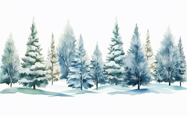 Naklejka premium cenário de inverno aquarela 