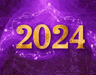 shiny 2024 new year eve purple wallpaper design