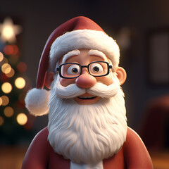 santa claus with christmas lights, generative AI