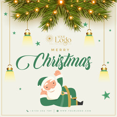 Christmas card with Santa Claus greeting design, Christmas post design.