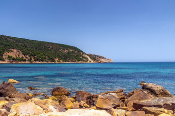 Fototapeta na wymiar Beach of Cap Serrat in Bizerte, Tunisia, Facing the Beautiful Galite Archipelago