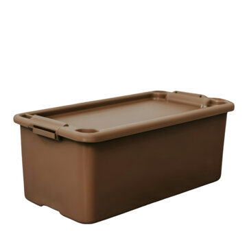 Heavy Duty Brown Stackable Storage Box with Lid IIllustration Art On Transparent Background Generative AI.