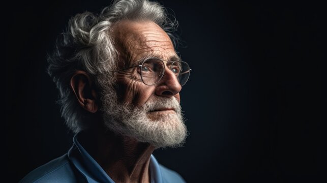  An Older Man With A White Beard And Glasses Looking Off To The Side With A Serious Look On His Face.