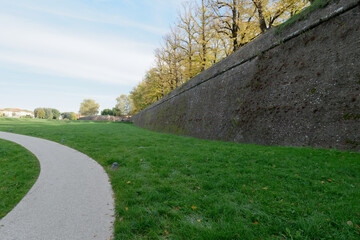 The ancient walls of Lucca . Tuscany, Italy