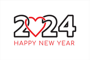 2024 Happy New Year Number Design Template