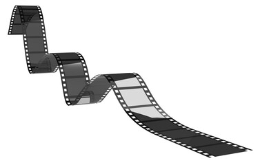 Pellicola cinematografica su sfondo trasparente. Illustrazione 3d