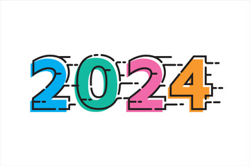 2024 Happy New Year Number Design Template