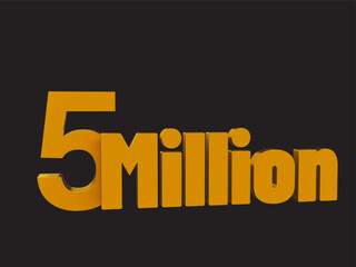 5 million 3d illustrations, 3d golden 1 Million isolated on background. 3d illustration.