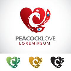Love Peacock Logo Design Template