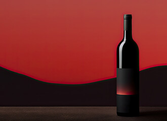 Bottle of wine on a clean background. Banner, advertising. Place for text.