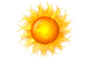 Illustration of a hot sun on a white background.