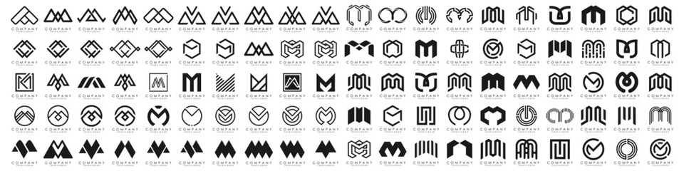 collection abstract letter M logo design. logotype M design with black color. vector illustration