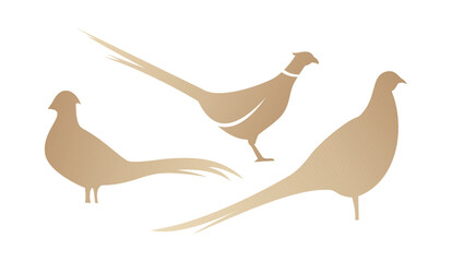 Pheasant silhouette gold, Flying pheasant silhouette, Pheasant silhouette clip art.