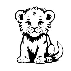 Adorable Baby Lion Cub Vector Illustration