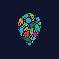 Colorful floral logo design template shape pointer
