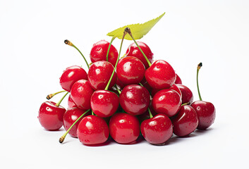 Cherries on a white background