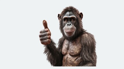 A monkey giving a thumbs up isolated on transparent.Generative AI